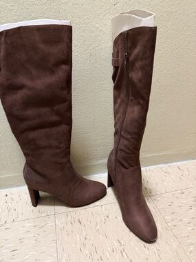Alfani Brown Suede Knee-High Heeled Boots